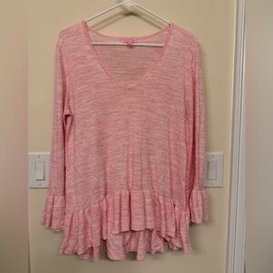 Lilly Pulitzer Pink Ruffled V-Neck Top